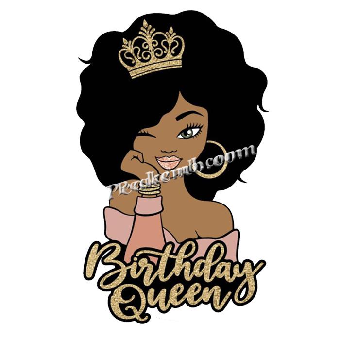 Wholesale 2021 New Product Glitter Motif Birthday Queen Girl Logo 