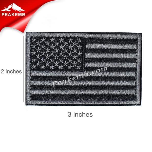 Black USA American Flag Embroidered Patch - PEAKEMB