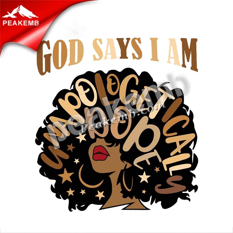 Custom Printing PU Vinyl God I am Black Queen Heat Transfer Sticker For ...