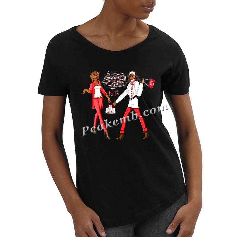 1913 Delta Sigma Theta ΔΣΘ Rhinestones W Vinyl Afro Girls Design Iron On Transfer Peakemb