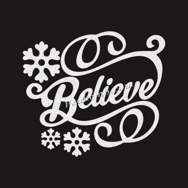 believe letters &amp; snowflake iron on transfer for tshirt etc. - PEAKEMB