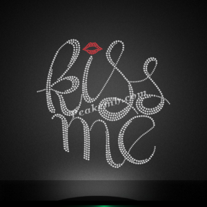 kiss me rhinestone iron on transfer