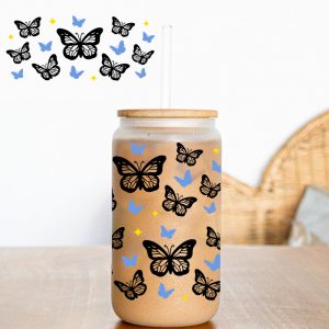 3D butterfly design 16oz uv dtf cup …