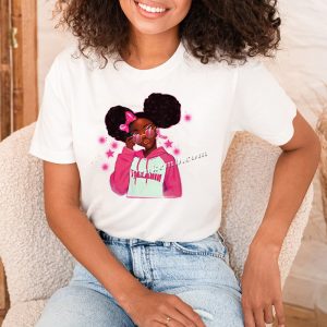 Pink ribbon melanin black girl iron …